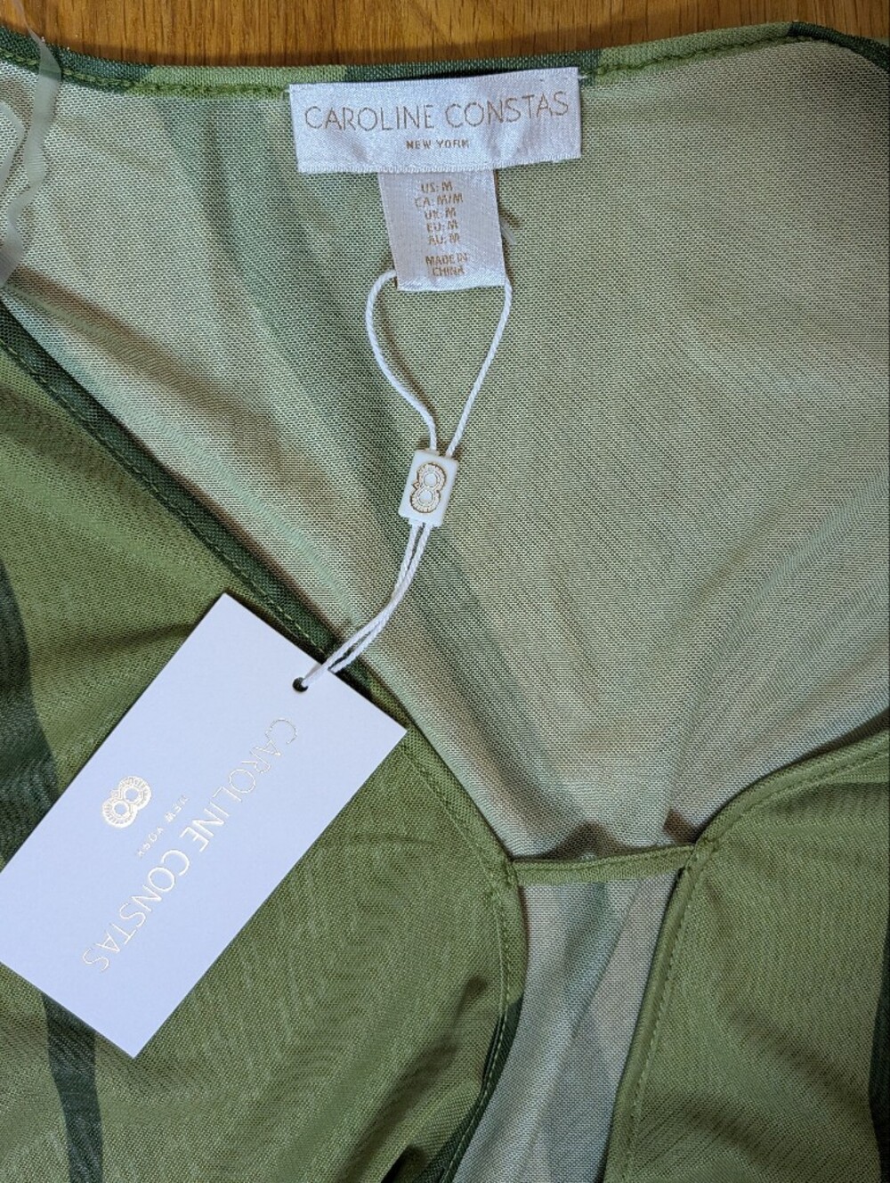 Caroline Constas Green Sheer Long-Sleeve Mesh Cover-Up Dress, NWT! Size Medium - Picture 8 of 8